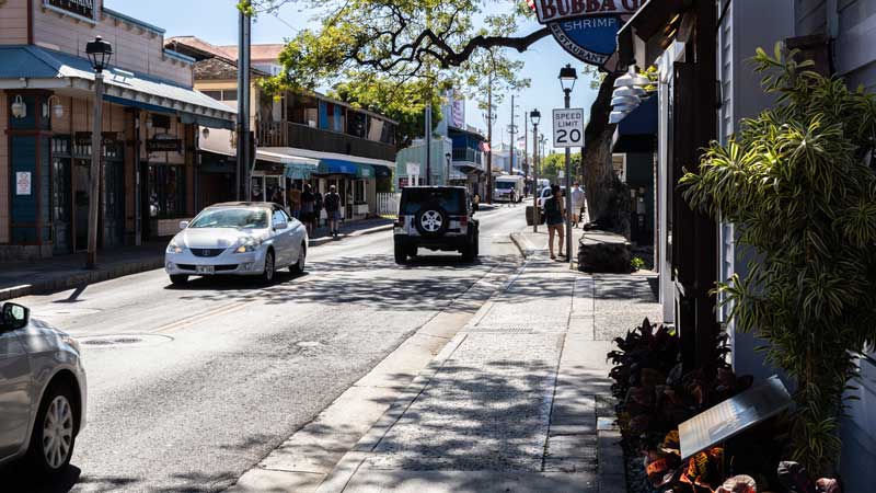 Lahaina's historic waterfront district, Maui, Hawaii.