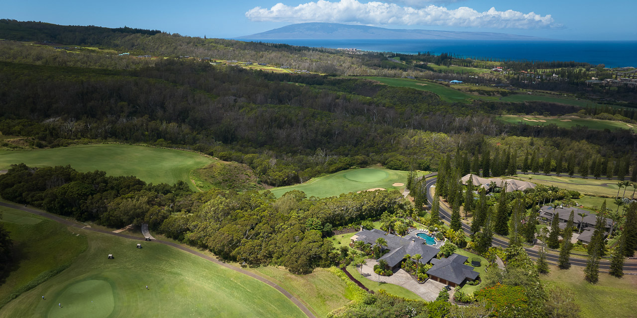 Aerial view of Plantation Estates in Kapalua on West Maui, Hawaii.